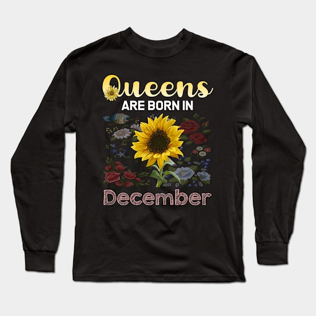 Queen Sunflower December Long Sleeve T-Shirt by symptomovertake